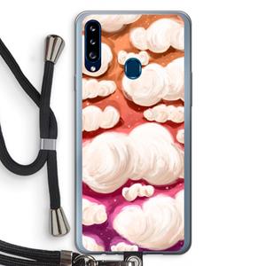 CaseCompany Katoen Wolken: Samsung Galaxy A20s Transparant Hoesje met koord