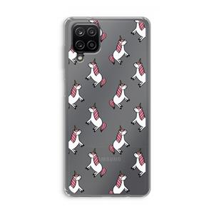 CaseCompany Eenhoorns overal: Samsung Galaxy A12 Transparant Hoesje