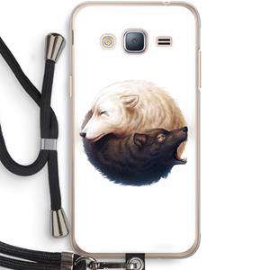 CaseCompany Yin Yang Wolves: Samsung Galaxy J3 (2016) Transparant Hoesje met koord