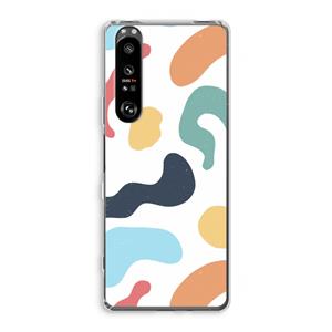 CaseCompany Memphis Shapes Blue: Sony Xperia 1 III Transparant Hoesje