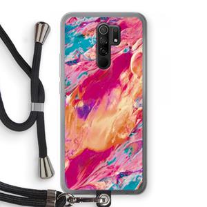 CaseCompany Pastel Echoes: Xiaomi Redmi 9 Transparant Hoesje met koord