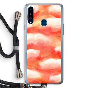 CaseCompany Lichte Wolken: Samsung Galaxy A20s Transparant Hoesje met koord
