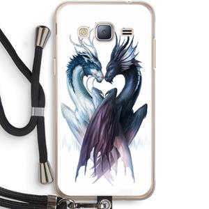 CaseCompany Yin Yang Dragons: Samsung Galaxy J3 (2016) Transparant Hoesje met koord