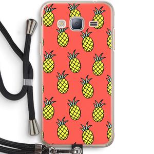 CaseCompany Ananas: Samsung Galaxy J3 (2016) Transparant Hoesje met koord