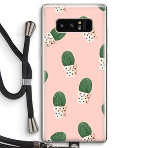 CaseCompany Cactusprint roze: Samsung Galaxy Note 8 Transparant Hoesje met koord