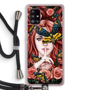 CaseCompany Lady Moth: Samsung Galaxy A51 5G Transparant Hoesje met koord