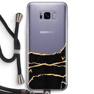 CaseCompany Gouden marmer: Samsung Galaxy S8 Plus Transparant Hoesje met koord
