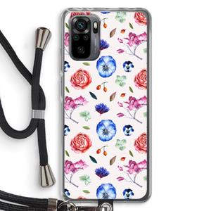 CaseCompany Bloemetjes: Xiaomi Redmi Note 10 Pro Transparant Hoesje met koord