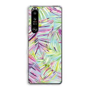 CaseCompany Tropical Palms Blue: Sony Xperia 1 III Transparant Hoesje