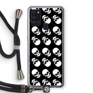 CaseCompany Musketon Skulls: Samsung Galaxy A21s Transparant Hoesje met koord