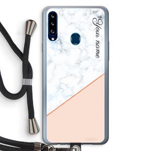 CaseCompany Marmer in stijl: Samsung Galaxy A20s Transparant Hoesje met koord