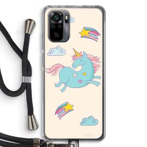 CaseCompany Vliegende eenhoorn: Xiaomi Redmi Note 10 Pro Transparant Hoesje met koord