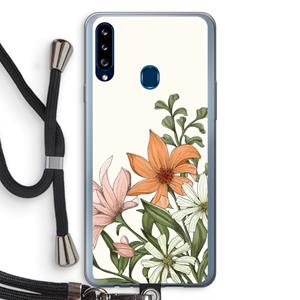 CaseCompany Floral bouquet: Samsung Galaxy A20s Transparant Hoesje met koord