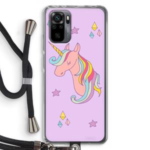 CaseCompany Roze eenhoorn: Xiaomi Redmi Note 10 Pro Transparant Hoesje met koord