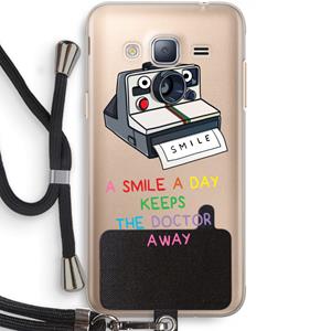 CaseCompany Smile: Samsung Galaxy J3 (2016) Transparant Hoesje met koord