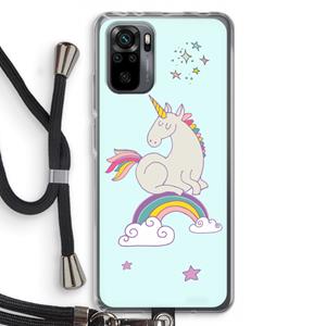 CaseCompany Regenboog eenhoorn: Xiaomi Redmi Note 10 Pro Transparant Hoesje met koord