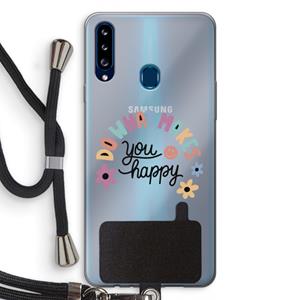 CaseCompany Happy days: Samsung Galaxy A20s Transparant Hoesje met koord