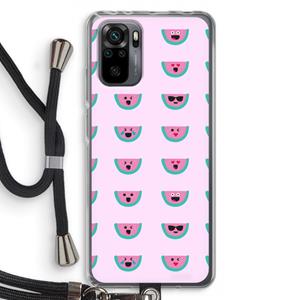 CaseCompany Smiley watermeloenprint: Xiaomi Redmi Note 10 Pro Transparant Hoesje met koord