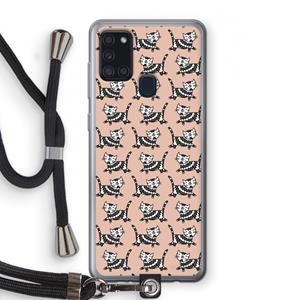 CaseCompany Zwarte poes: Samsung Galaxy A21s Transparant Hoesje met koord