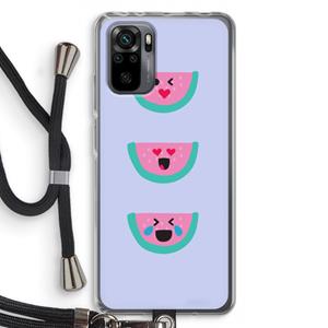 CaseCompany Smiley watermeloen: Xiaomi Redmi Note 10 Pro Transparant Hoesje met koord