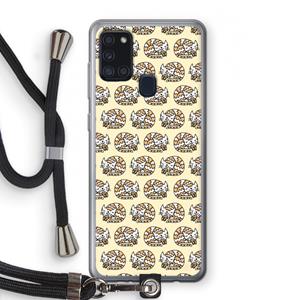 CaseCompany Slapende poes: Samsung Galaxy A21s Transparant Hoesje met koord