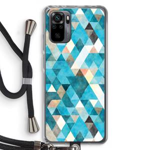 CaseCompany Gekleurde driehoekjes blauw: Xiaomi Redmi Note 10 Pro Transparant Hoesje met koord