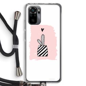 CaseCompany Zwart-wit cactus: Xiaomi Redmi Note 10 Pro Transparant Hoesje met koord