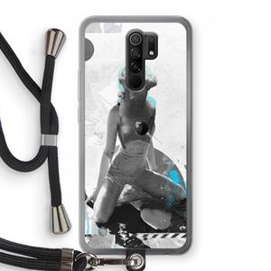 CaseCompany I will not feel a thing: Xiaomi Redmi 9 Transparant Hoesje met koord