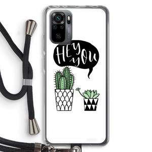 CaseCompany Hey you cactus: Xiaomi Redmi Note 10 Pro Transparant Hoesje met koord