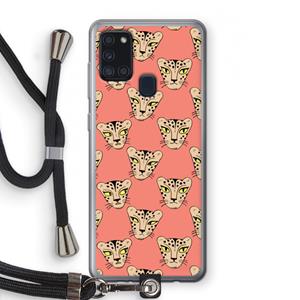 CaseCompany Tijger: Samsung Galaxy A21s Transparant Hoesje met koord