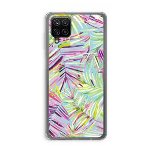 CaseCompany Tropical Palms Blue: Samsung Galaxy A12 Transparant Hoesje