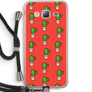 CaseCompany Mini cactus: Samsung Galaxy J3 (2016) Transparant Hoesje met koord