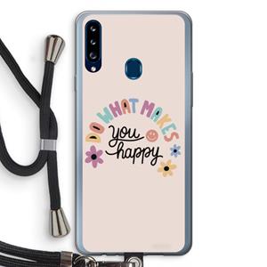 CaseCompany Happy days: Samsung Galaxy A20s Transparant Hoesje met koord