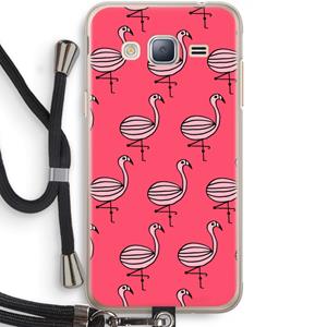 CaseCompany Flamingo: Samsung Galaxy J3 (2016) Transparant Hoesje met koord
