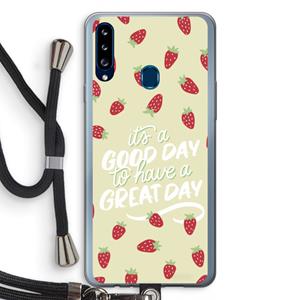 CaseCompany Don't forget to have a great day: Samsung Galaxy A20s Transparant Hoesje met koord
