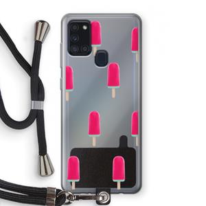 CaseCompany Waterijsje: Samsung Galaxy A21s Transparant Hoesje met koord