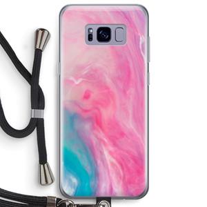 CaseCompany Roze explosie: Samsung Galaxy S8 Plus Transparant Hoesje met koord