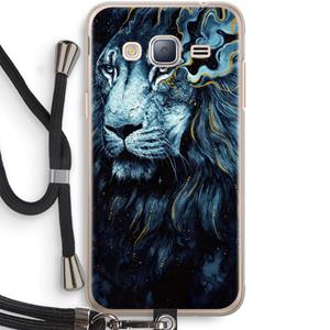 CaseCompany Darkness Lion: Samsung Galaxy J3 (2016) Transparant Hoesje met koord