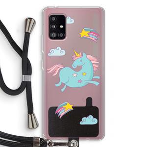 CaseCompany Vliegende eenhoorn: Samsung Galaxy A51 5G Transparant Hoesje met koord