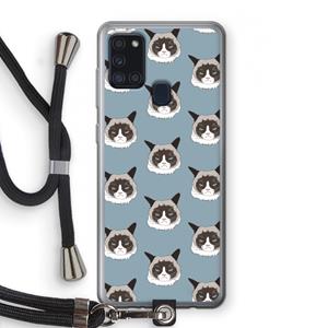 CaseCompany It's a Purrr Case: Samsung Galaxy A21s Transparant Hoesje met koord