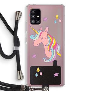 CaseCompany Roze eenhoorn: Samsung Galaxy A51 5G Transparant Hoesje met koord