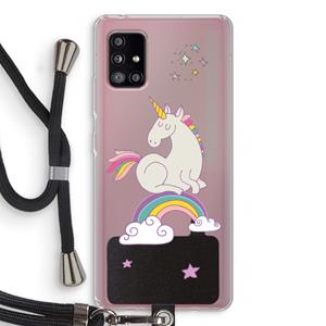 CaseCompany Regenboog eenhoorn: Samsung Galaxy A51 5G Transparant Hoesje met koord