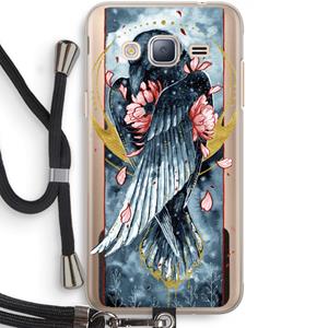 CaseCompany Golden Raven: Samsung Galaxy J3 (2016) Transparant Hoesje met koord