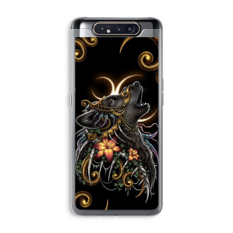 CaseCompany Huilende Wolf: Samsung Galaxy A80 Transparant Hoesje