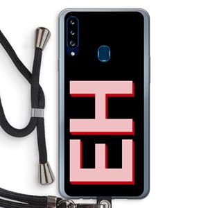 CaseCompany Monogram: Samsung Galaxy A20s Transparant Hoesje met koord