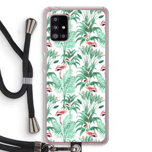 CaseCompany Flamingo bladeren: Samsung Galaxy A51 5G Transparant Hoesje met koord