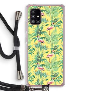 CaseCompany Flamingo party: Samsung Galaxy A51 5G Transparant Hoesje met koord