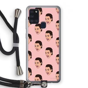 CaseCompany Ugly Cry Call: Samsung Galaxy A21s Transparant Hoesje met koord