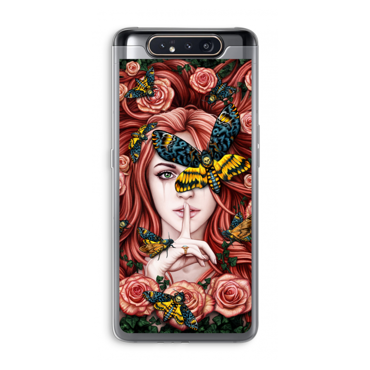 CaseCompany Lady Moth: Samsung Galaxy A80 Transparant Hoesje