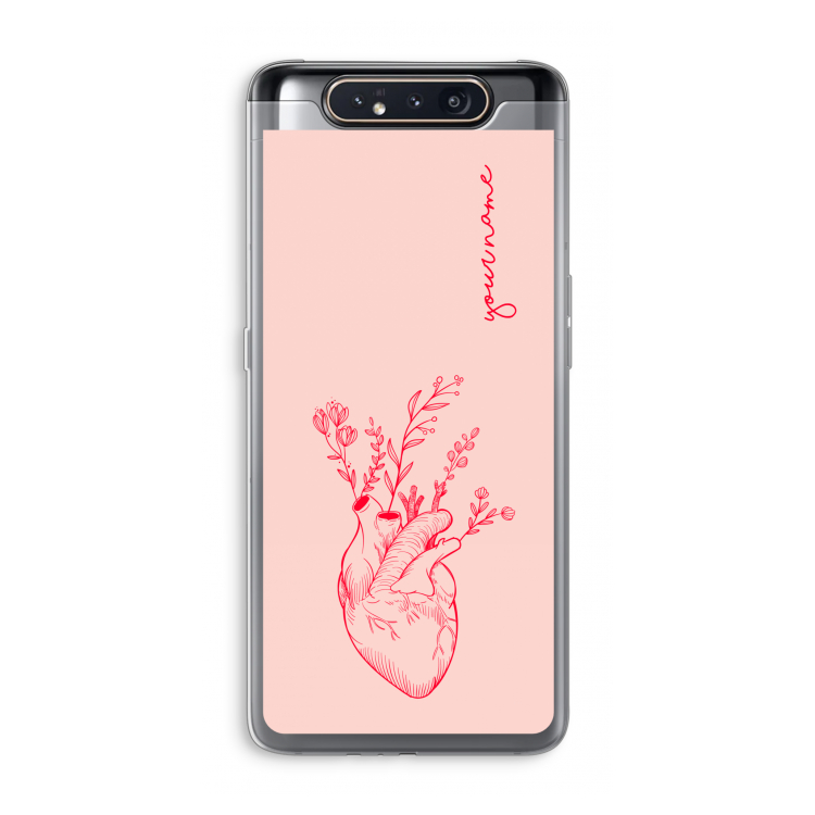 CaseCompany Blooming Heart: Samsung Galaxy A80 Transparant Hoesje